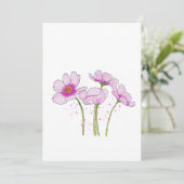 Wasserfarbene handbemalte rosa Blume Einladung (Stehend Vorderseite)