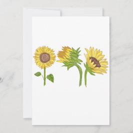 Wasserfarbene, handbemalte Sonnenblume Blühen Einladung