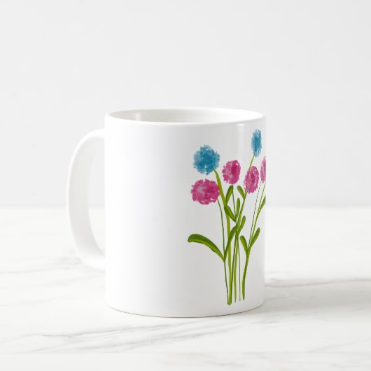 Wasserfarbene, handbemalte, wilde Blume Kaffeetasse (Vorderseite Links)
