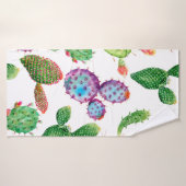 Wasserfarbene handgemalte tropische Kakteen. nahtl Badehandtuch (Badehandtuch)