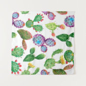 Wasserfarbene handgemalte tropische Kakteen. nahtl Wandteppich (Vorderseite (Horizontal))