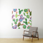 Wasserfarbene handgemalte tropische Kakteen. nahtl Wandteppich (Beispiel)