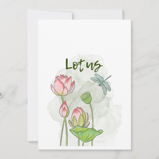 Wasserfarbene, handgestrichene Lotus Blooming Einladung (Vorderseite)