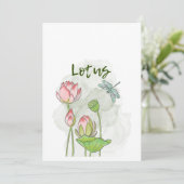 Wasserfarbene, handgestrichene Lotus Blooming Einladung (Stehend Vorderseite)