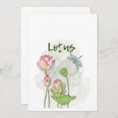 Wasserfarbene, handgestrichene Lotus Blooming Einladung (Vorne/Hinten)