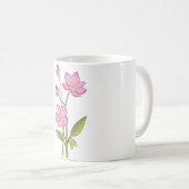 Wasserfarbene handgestrichene, rosa Blume Kaffeetasse (VorderseiteRechts)