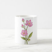 Wasserfarbene handgestrichene, rosa Blume Kaffeetasse (Mittel)
