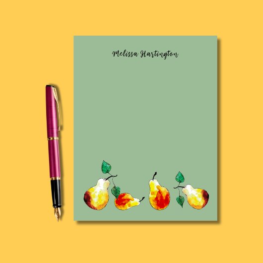 Wasserfarbene handGezeichnet Goldene Birnen Boho Briefbogen