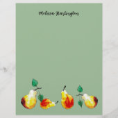 Wasserfarbene handGezeichnet Goldene Birnen Boho Briefbogen (Vorderseite)