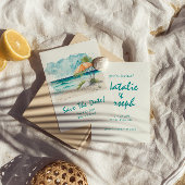 Wasserfarbene, handgezeichnete Strandansicht farbe Save The Date