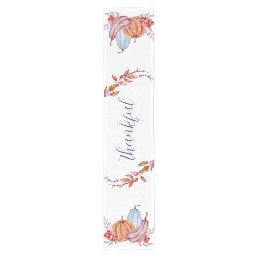 Wasserfarbene Herbstblätter und Pumpkins Kurzer Tischläufer (Vorderseite)