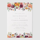 Wasserfarbene Herbstblüten Blütenhochzeit Pergament Einladungen (Vorderseite)