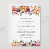 Wasserfarbene Herbstblüten Botanische Hochzeit im Einladung (Vorderseite)