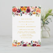 Wasserfarbene Herbstblüten Botanische Hochzeit im Folieneinladung (Stehend vorne)