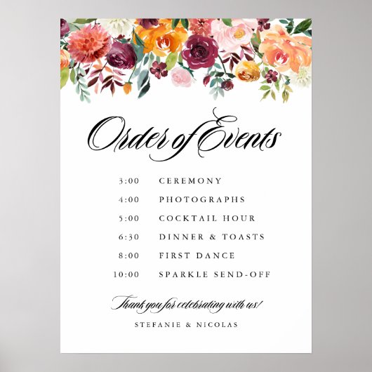 Wasserfarbene Herbstblüten Reihenfolge der Veranst Poster (Vorne)