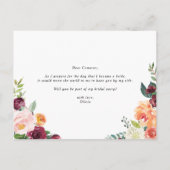 Wasserfarbene Herbstblüten sind meine Trauzeugin Einladungspostkarte (Rückseite)