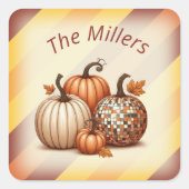 Wasserfarbene Herbstkürbis personalisiert Quadratischer Aufkleber (Vorderseite)