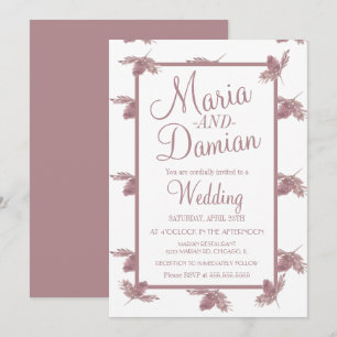 Wasserfarbene Herbstlaube Einfache Blush-Hochzeit Einladung