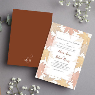 Wasserfarbene Herbstlaube Elegante Hochzeit Einladung