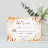 Wasserfarbene Herbstlaube Rustikale Hochzeit RSVP Karte (Stehend Vorderseite)