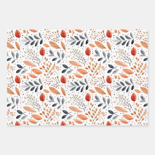 Wasserfarbene Herbstleaves - sanfter Fall Elegante Geschenkpapier Set (Vorderseite 3)