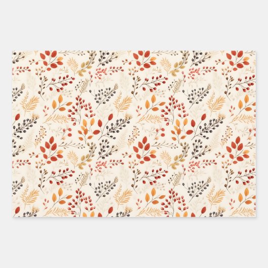 Wasserfarbene Herbstleaves - sanfter Fall Elegante Geschenkpapier Set (Vorderseite 2)