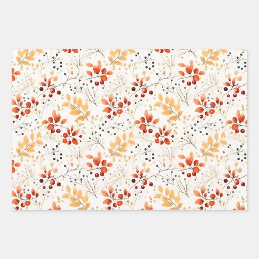 Wasserfarbene Herbstleaves - sanfter Fall Elegante Geschenkpapier Set (Vorderseite)