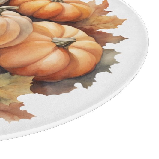Wasserfarbene Herbstpumpen mit Blätter Schneidebrett (Ecke)