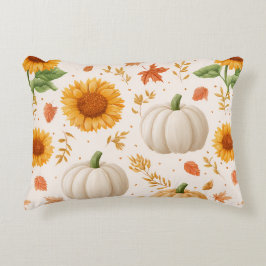 Wasserfarbene Herbstpumpen und Sonnenblumenmuster Dekokissen