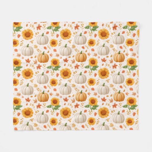 Wasserfarbene Herbstpumpen und Sonnenblumenmuster Fleecedecke (Vorderseite (Horizontal))