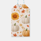 Wasserfarbene Herbstpumpen und Sonnenblumenmuster Geschenkanhänger (Vorderseite)