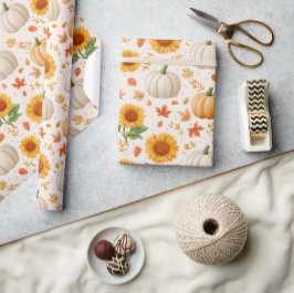 Wasserfarbene Herbstpumpen und Sonnenblumenmuster Geschenkpapier