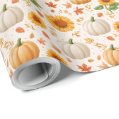 Wasserfarbene Herbstpumpen und Sonnenblumenmuster Geschenkpapier (Rolleneckpunkt)