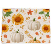 Wasserfarbene Herbstpumpen und Sonnenblumenmuster Große Geschenktüte (Vorderseite)