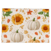 Wasserfarbene Herbstpumpen und Sonnenblumenmuster Große Geschenktüte (Rückseite)
