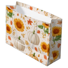 Wasserfarbene Herbstpumpen und Sonnenblumenmuster Große Geschenktüte