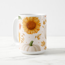 Wasserfarbene Herbstpumpen und Sonnenblumenmuster Kaffeetasse