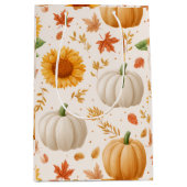 Wasserfarbene Herbstpumpen und Sonnenblumenmuster Mittlere Geschenktüte (Vorderseite)