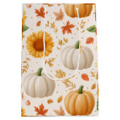 Wasserfarbene Herbstpumpen und Sonnenblumenmuster Mittlere Geschenktüte (Rückseite)