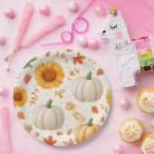 Wasserfarbene Herbstpumpen und Sonnenblumenmuster Pappteller (Party)