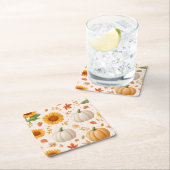 Wasserfarbene Herbstpumpen und Sonnenblumenmuster Rechteckiger Pappuntersetzer (Vor Ort)