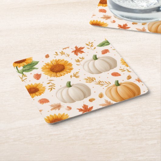 Wasserfarbene Herbstpumpen und Sonnenblumenmuster Rechteckiger Pappuntersetzer (angewinkelt)