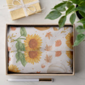 Wasserfarbene Herbstpumpen und Sonnenblumenmuster Seidenpapier (Geschenk)