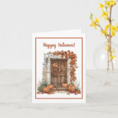Wasserfarbene Herbsttür mit Pumpkins Karte (Gelbe Blume)