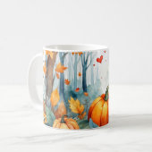Wasserfarbene Herbstwaldkürbis-Blätter Kaffeetasse (Vorderseite Links)