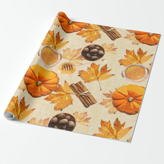 Wasserfarbene Herbstzauber - Vintage Düfte Geschenkpapier (Ungerollt)