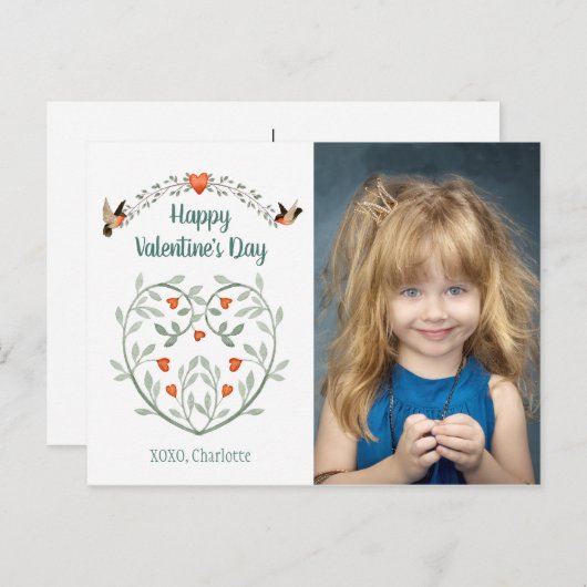 Wasserfarbene Herz - Valentine Fotokarte Postkarte (Vorne/Hinten)