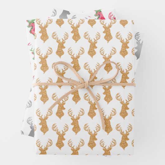 Wasserfarbene Hirschköpfe in verschiedenen Farben Geschenkpapier Set (Beispiel)