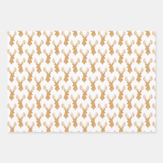 Wasserfarbene Hirschköpfe in verschiedenen Farben Geschenkpapier Set (Vorderseite)