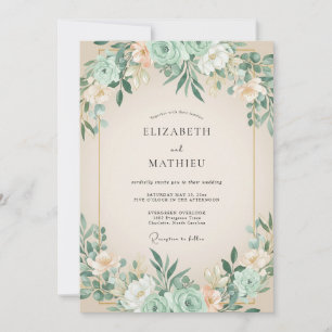 Wasserfarbene Hochzeit in Mint und Meeresgischt Einladung